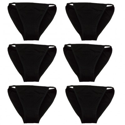 YOYI FASHION Womens Soft Cotton Black Low Rise String Bikini Underwear Lingerie Multi Packs